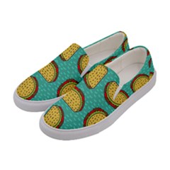 Taco-drawing-background-mexican-fast-food-pattern Women s Canvas Slip Ons by Pakemis