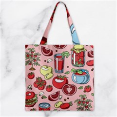 Tomato-seamless-pattern-juicy-tomatoes-food-sauce-ketchup-soup-paste-with-fresh-red-vegetables-backd Zipper Grocery Tote Bag by Pakemis