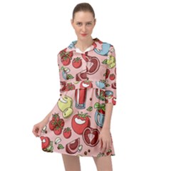 Tomato-seamless-pattern-juicy-tomatoes-food-sauce-ketchup-soup-paste-with-fresh-red-vegetables-backd Mini Skater Shirt Dress by Pakemis