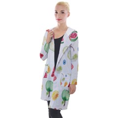 Fruit Summer Vitamin Watercolor Hooded Pocket Cardigan by artworkshop