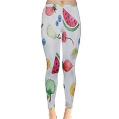 Fruit Summer Vitamin Watercolor Inside Out Leggings by artworkshop