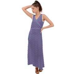 Pattern V-neck Chiffon Maxi Dress by gasi