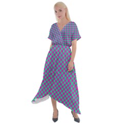 Pattern Cross Front Sharkbite Hem Maxi Dress by gasi