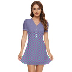 Pattern V-neck High Waist Chiffon Mini Dress by gasi