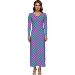 Pattern Long Sleeve Velour Longline Maxi Dress by gasi