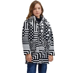 Black And White Kid s Hooded Longline Puffer Jacket by gasi