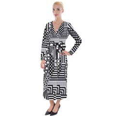 Black And White Velvet Maxi Wrap Dress by gasi