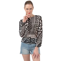 Black And White Banded Bottom Chiffon Top by gasi