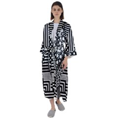 Black And White Maxi Satin Kimono by gasi