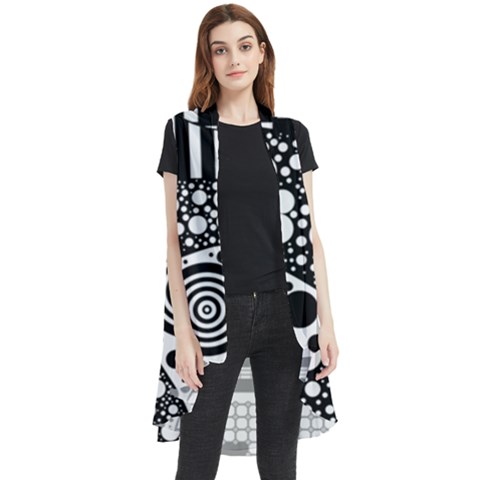 Black And White Sleeveless Chiffon Waistcoat Shirt by gasi