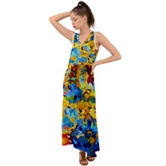 Abstract Art V-neck Chiffon Maxi Dress by gasi