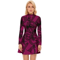 Aubergine Zendoodle Long Sleeve Velour Longline Dress by Mazipoodles