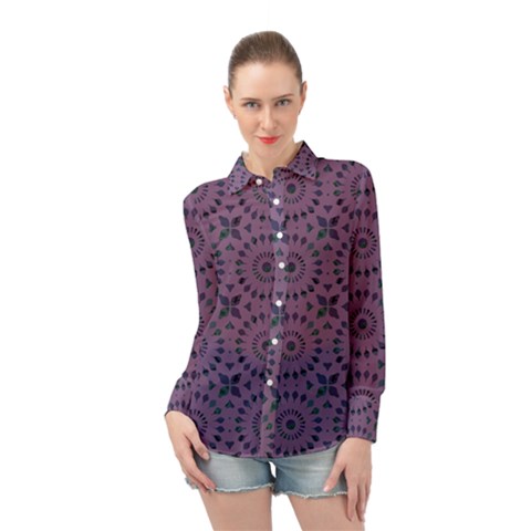 Kaleidoscope Scottish Violet Long Sleeve Chiffon Shirt by Mazipoodles