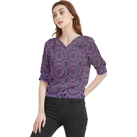 Kaleidoscope Scottish Violet Quarter Sleeve Blouse by Mazipoodles