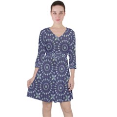 Kaleidoscope Deep Purple Quarter Sleeve Ruffle Waist Dress by Mazipoodles