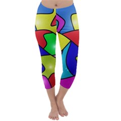 Colorful Abstract Art Capri Winter Leggings  by gasi