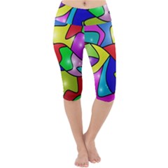 Colorful Abstract Art Lightweight Velour Cropped Yoga Leggings by gasi