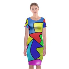 Colorful Abstract Art Classic Short Sleeve Midi Dress by gasi