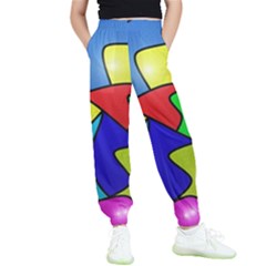 Colorful Abstract Art Kids  Elastic Waist Pants by gasi