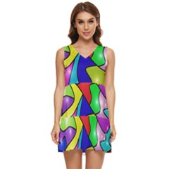 Colorful Abstract Art Tiered Sleeveless Mini Dress by gasi