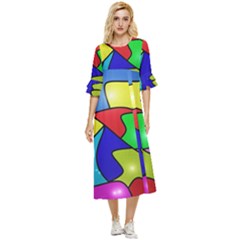 Colorful Abstract Art Double Cuff Midi Dress by gasi