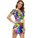 Colorful abstract art V-Neck High Waist Chiffon Mini Dress View3