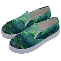 River Forest Woods Nature Rocks Japan Fantasy Kids  Canvas Slip Ons by Uceng