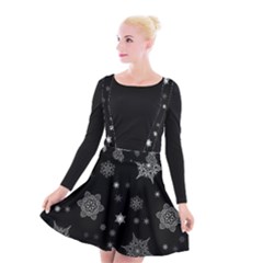 Christmas Snowflake Seamless Pattern With Tiled Falling Snow Suspender Skater Skirt by Uceng