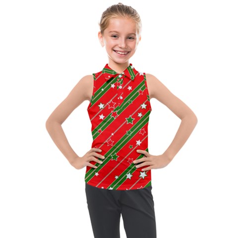 Christmas Paper Star Texture Kids  Sleeveless Polo Tee by Uceng