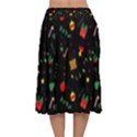 Christmas Pattern Texture Colorful Wallpaper Velvet Flared Midi Skirt View2