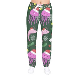 Dinosaur Colorful Funny Christmas Pattern Women Velvet Drawstring Pants by Uceng