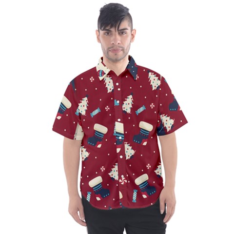 Flat Design Christmas Pattern Collection Art Men s Short Sleeve Shirt by Uceng