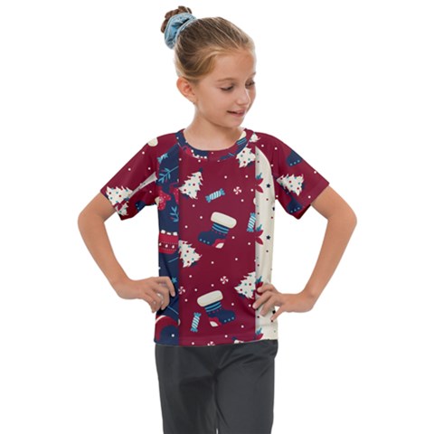 Flat Design Christmas Pattern Collection Art Kids  Mesh Piece Tee by Uceng