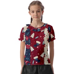 Flat Design Christmas Pattern Collection Art Kids  Frill Chiffon Blouse by Uceng