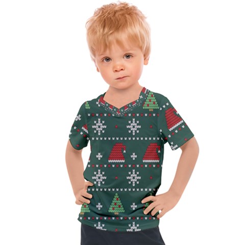 Beautiful Knitted Christmas Pattern Kids  Sports Tee by Uceng