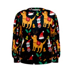 Funny Christmas Pattern Background Women s Sweatshirt by Uceng