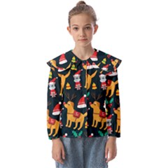 Funny Christmas Pattern Background Kids  Peter Pan Collar Blouse by Uceng