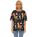 Funny Christmas Pattern Background Oversized Basic Tee View1