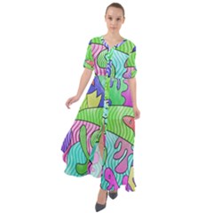 Colorful Stylish Design Waist Tie Boho Maxi Dress by gasi