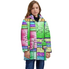 Colorful Pattern Kid s Hooded Longline Puffer Jacket by gasi