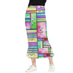 Colorful Pattern Maxi Fishtail Chiffon Skirt by gasi