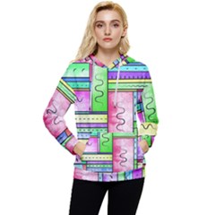 Colorful Pattern Women s Lightweight Drawstring Hoodie by gasi