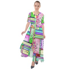 Colorful Pattern Waist Tie Boho Maxi Dress by gasi