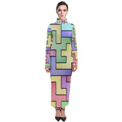 Colorful Stylish Design Turtleneck Maxi Dress by gasi