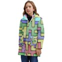 Colorful stylish design Kid s Hooded Longline Puffer Jacket View3