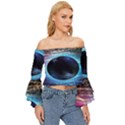 Digitalgalaxy Off Shoulder Flutter Bell Sleeve Top View3