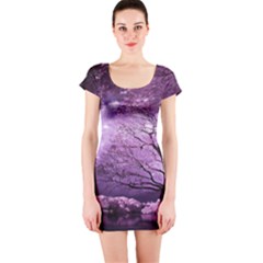 Violet Nature Short Sleeve Bodycon Dress by Sparkle