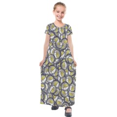 Gong Instrument Motif Pattern Kids  Short Sleeve Maxi Dress by dflcprintsclothing