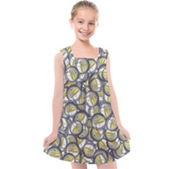 Gong Instrument Motif Pattern Kids  Cross Back Dress by dflcprintsclothing