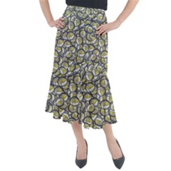 Gong Instrument Motif Pattern Midi Mermaid Skirt by dflcprintsclothing